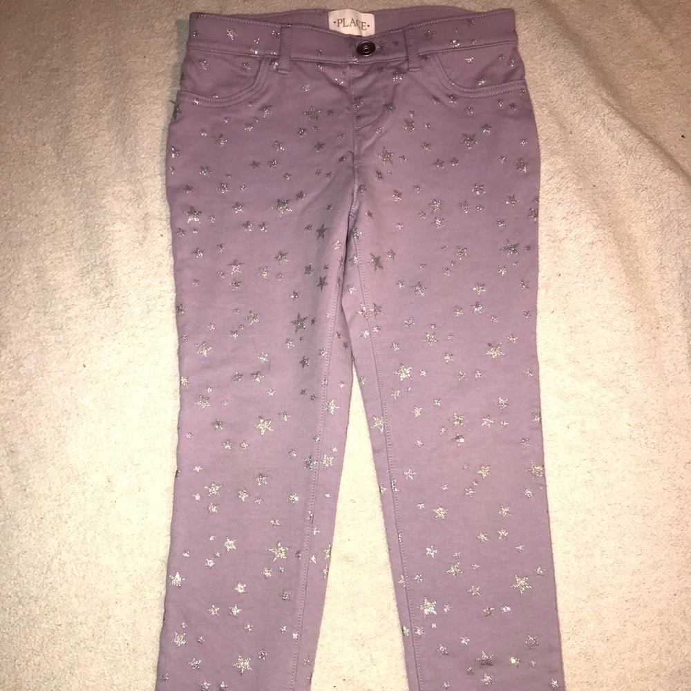 Girls Lavender w/ Silver Shimmery Stars Jegging